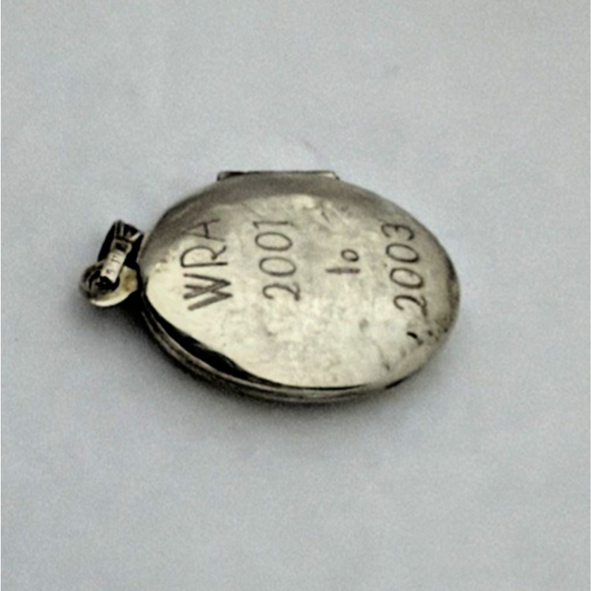 Vintage Sterling Silver Locket Pendant Etched Monogram As Is
