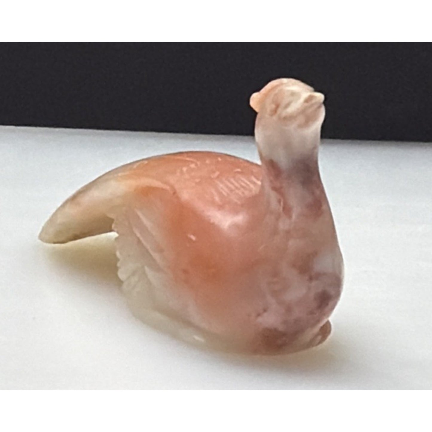 Old Chinese Hand Carved Hetian Jade Nephrite Bird Peacock Figurine Signed As Is