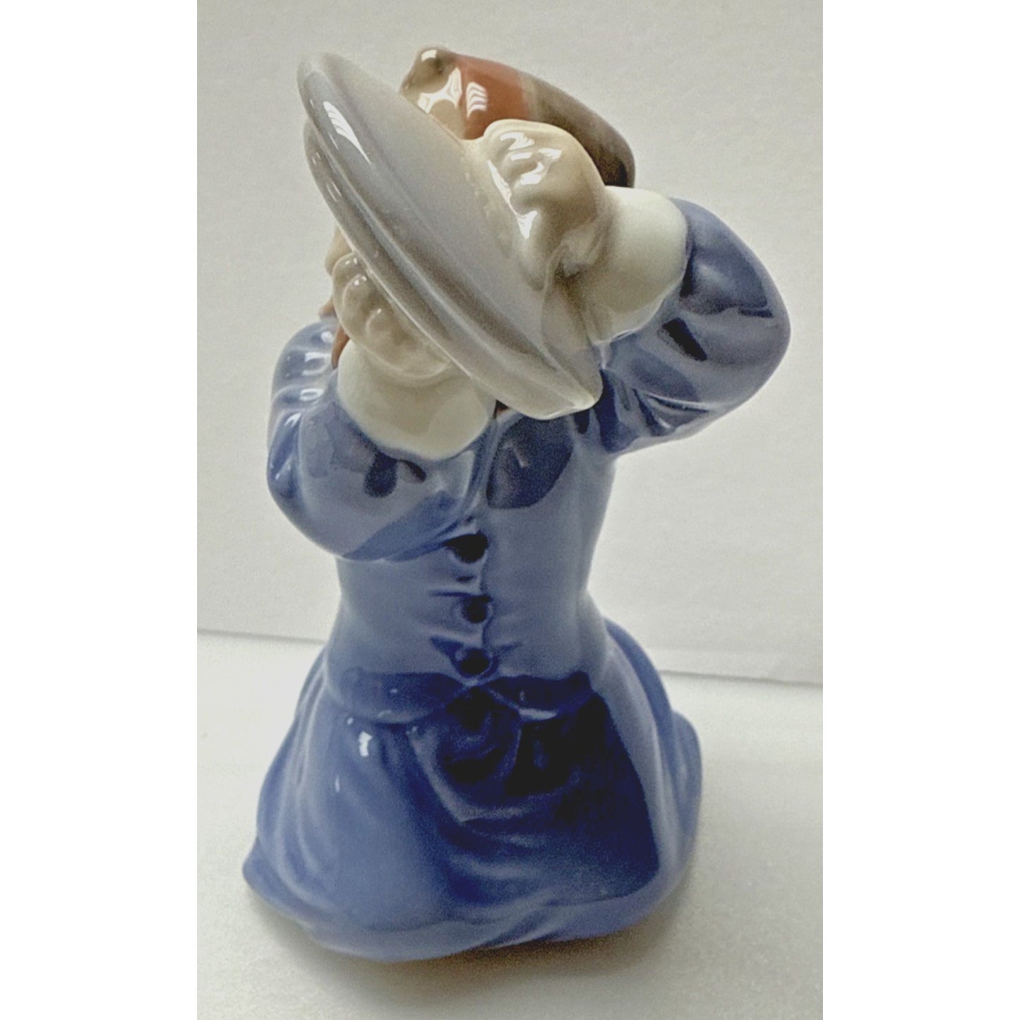 Vintage Royal Copenhagen Figurine 3677 Girl Pot Cover Cymbals Porcelain Blue