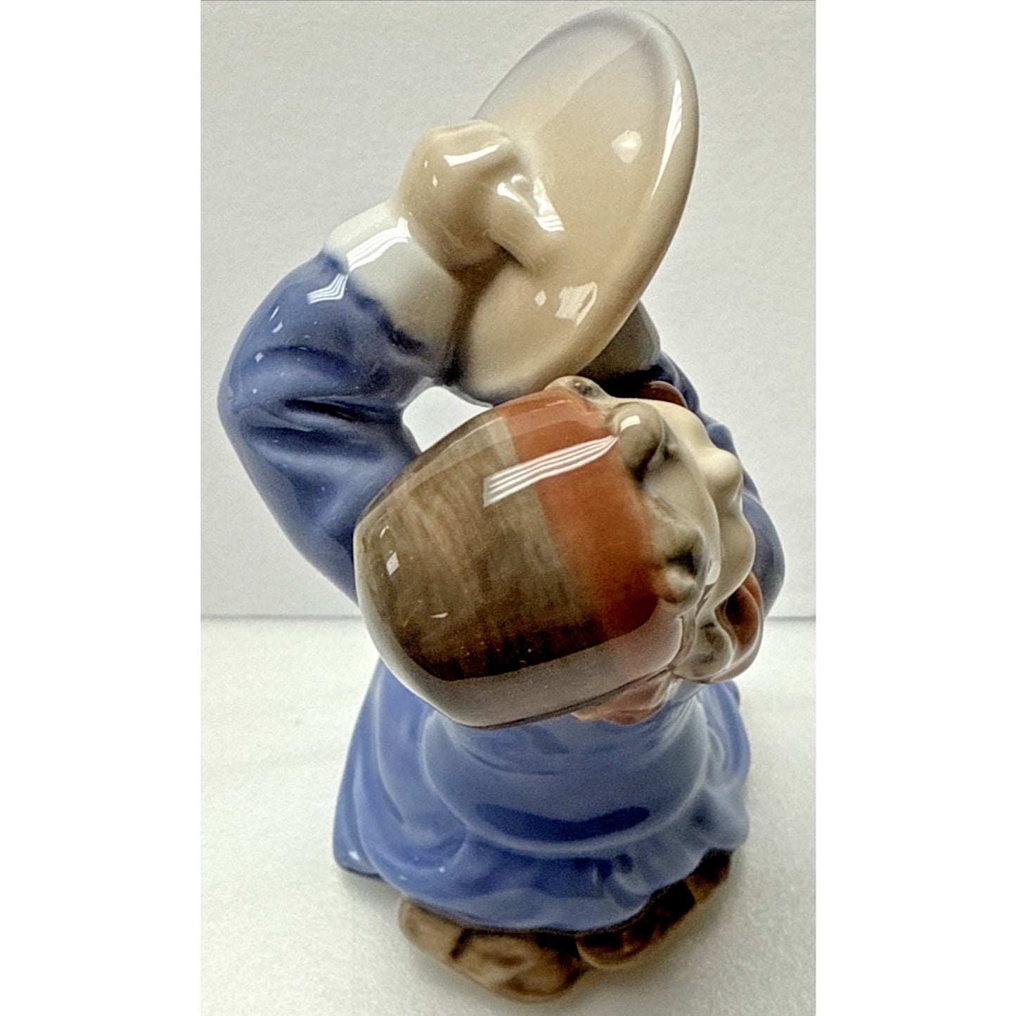Vintage Royal Copenhagen Figurine 3677 Girl Pot Cover Cymbals Porcelain Blue