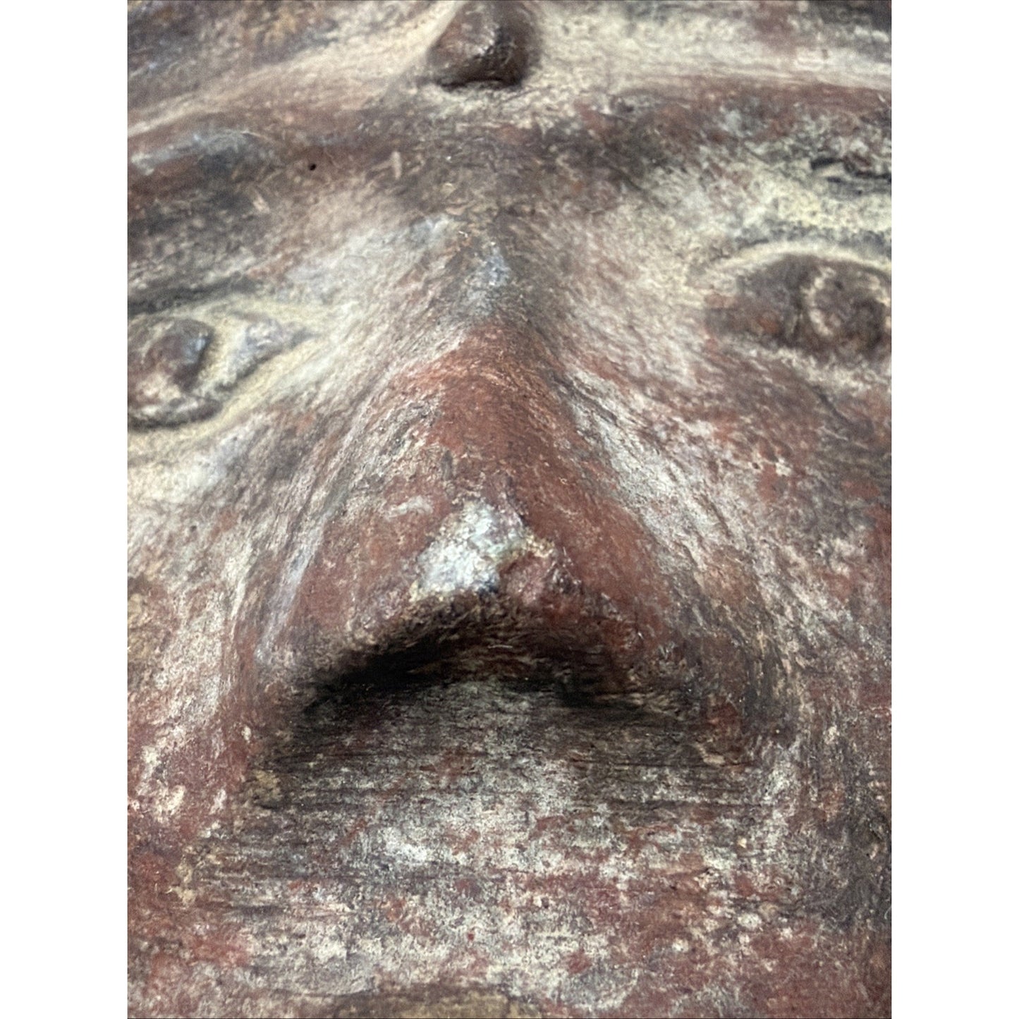 Vintage Columbian Mexican Clay Pottery Face Mask Wall Hanging