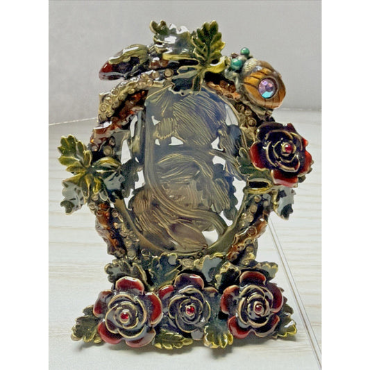 Jay Strongwater Beetle Rose Flora Fauna Picture Frame Swarovski Crystals 5308