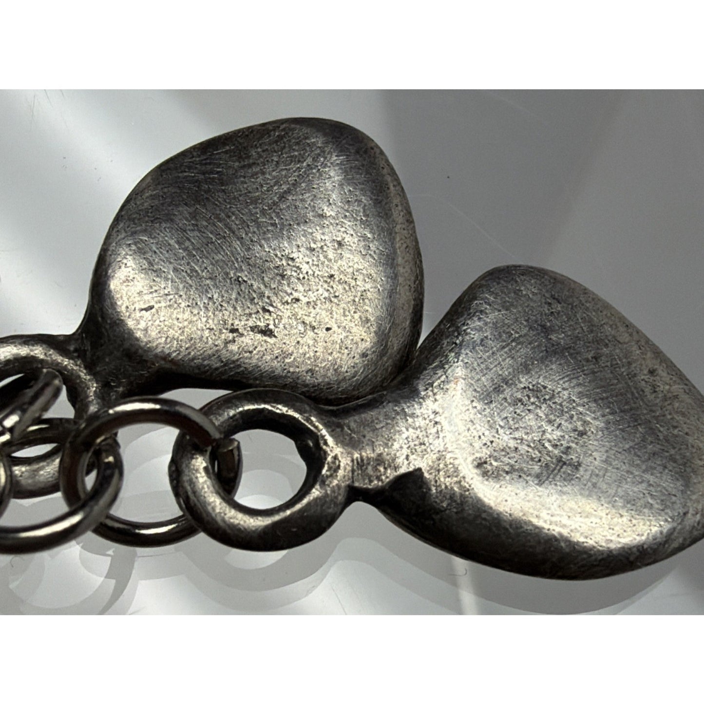 Modernist Silver Kidney Bean Tear Drop Leaf Dangle Earrings Handmade As Is