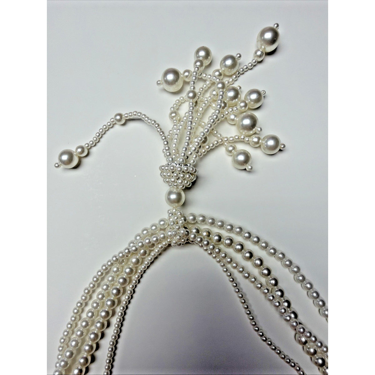Vintage Multi Strand Faux Pearl Necklace Lariat Long Clasp