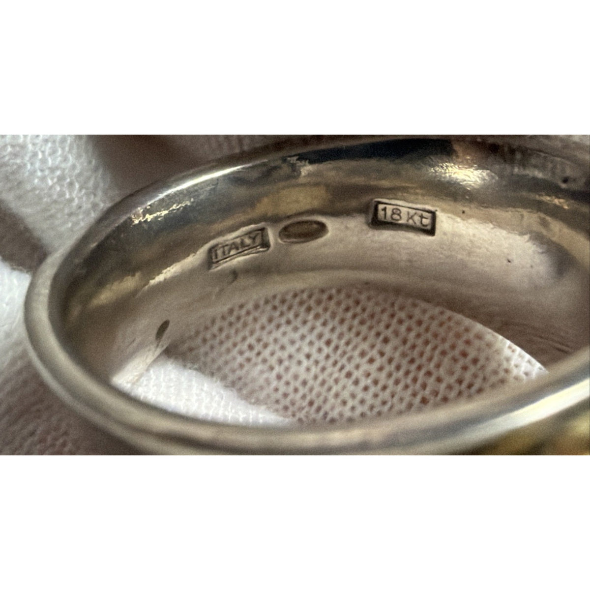 Italy Sterling Silver 18kt Gold Ring 9.5-10mm Pearl Wide Band Sz 7 Read