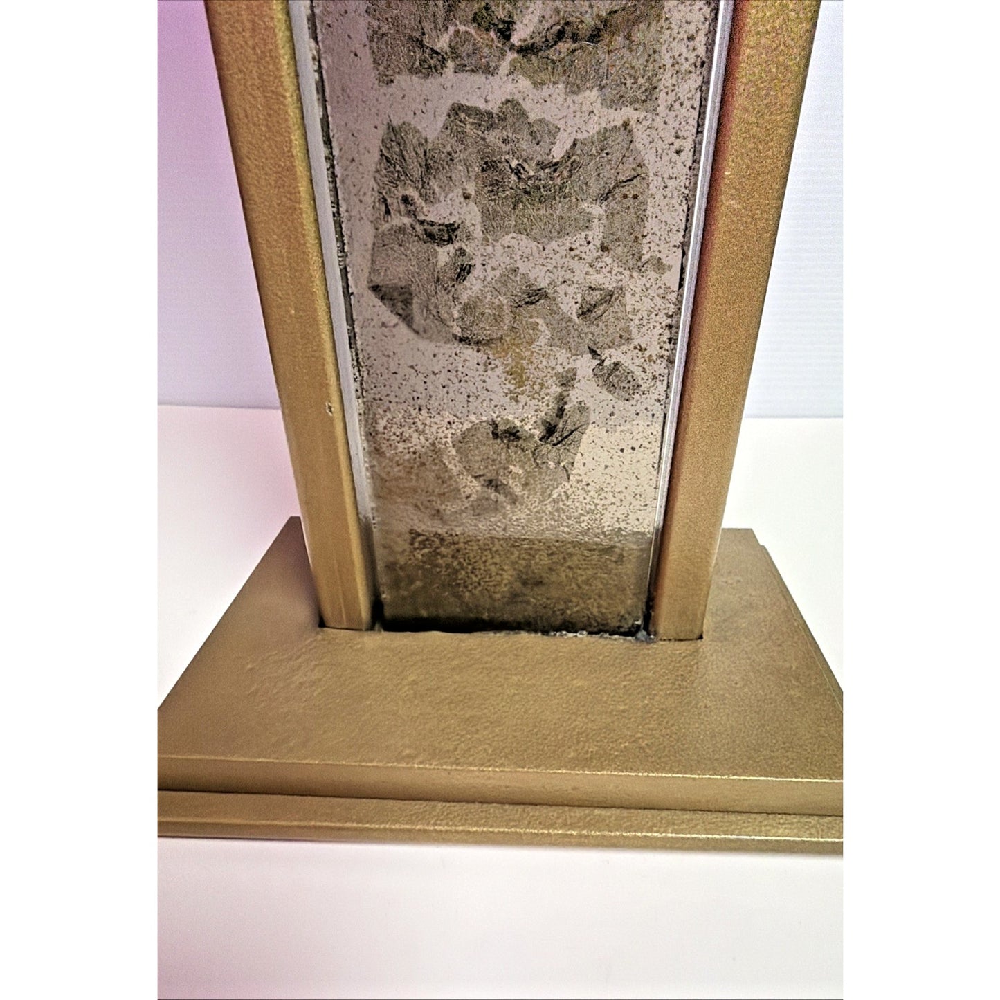 MCM Tony Evans Designs California Smoky Glass Metal Pillar Abstract Holder As Is