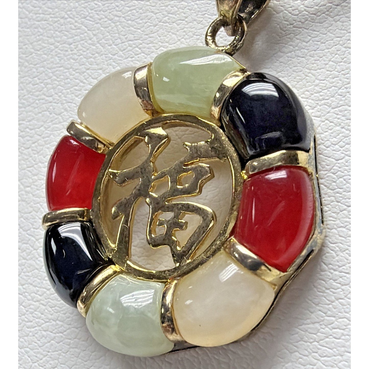 Joseph Cleary JC Asian Good Luck Pendant Multistone Donut Plated Necklace Read