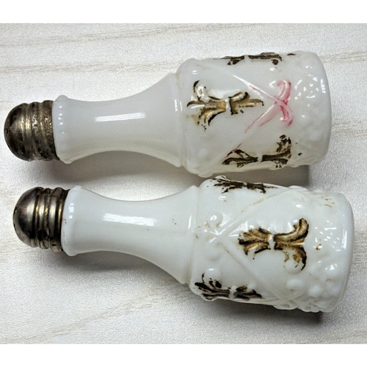 EAPG Eagle Glass Co No 46 Fleur de Lis Shakers Painted As Is