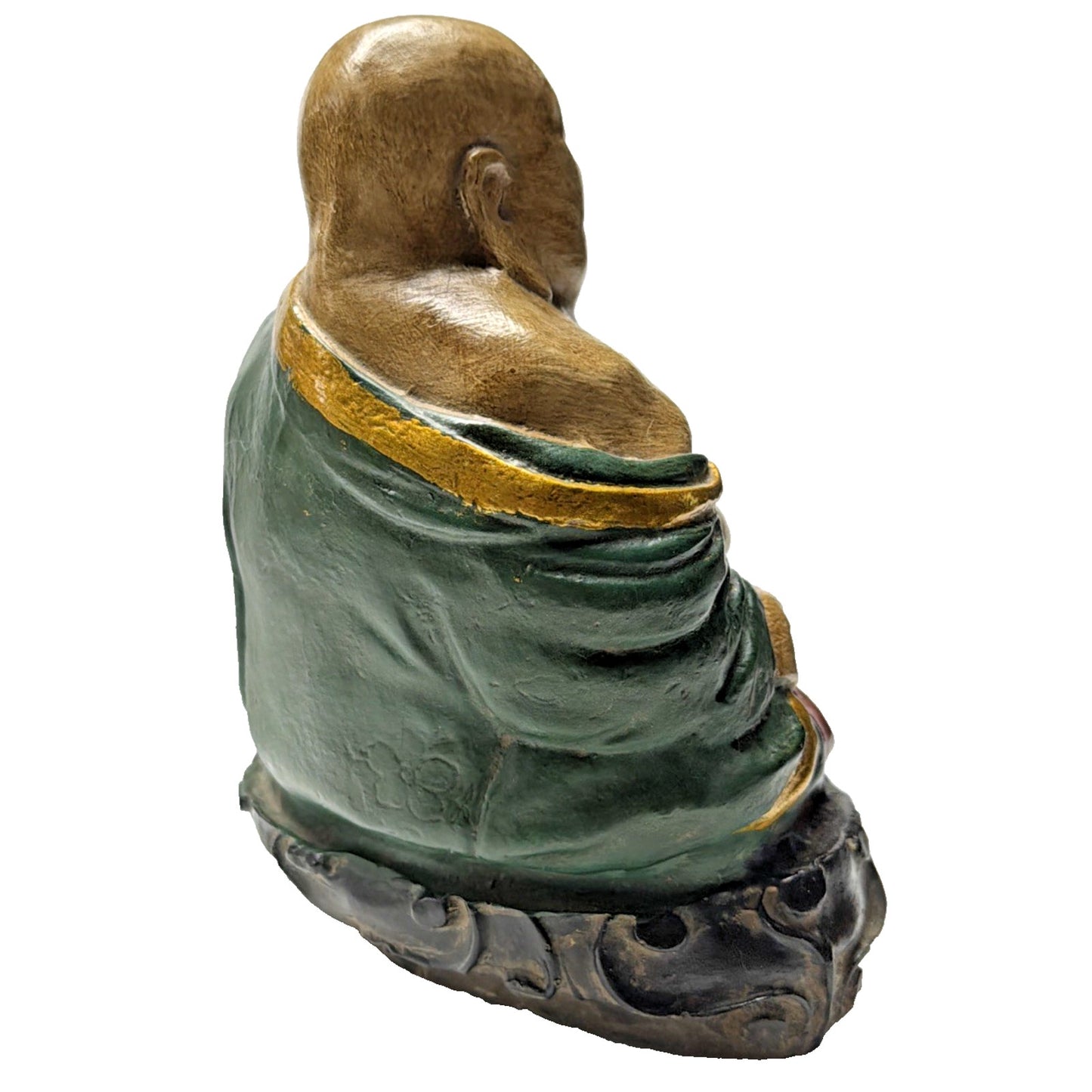Vintage Ceramic Happy Laughing Fat Buddha Hand Painted Beads Base As Is