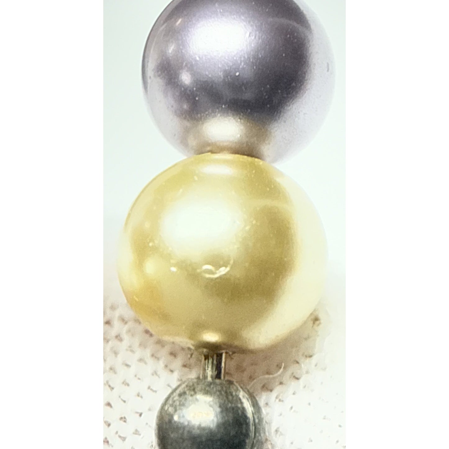 Vtg Purple White Stacked Pearl Leverback Earrings Dangle Drop Sterling Silver