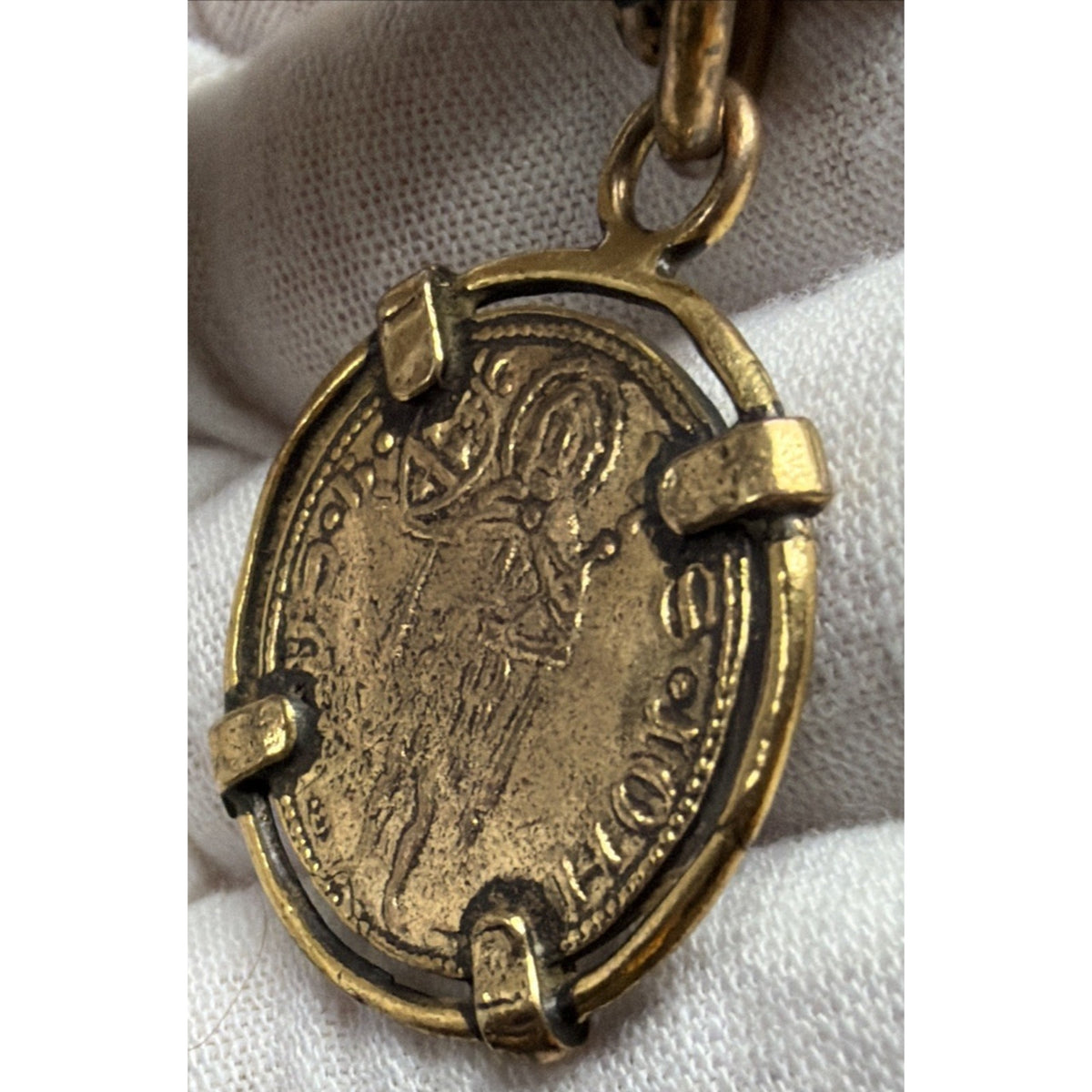 Vintage Coin Charm Bracelet Statement Medallion Florin Saint Jean Baptiste