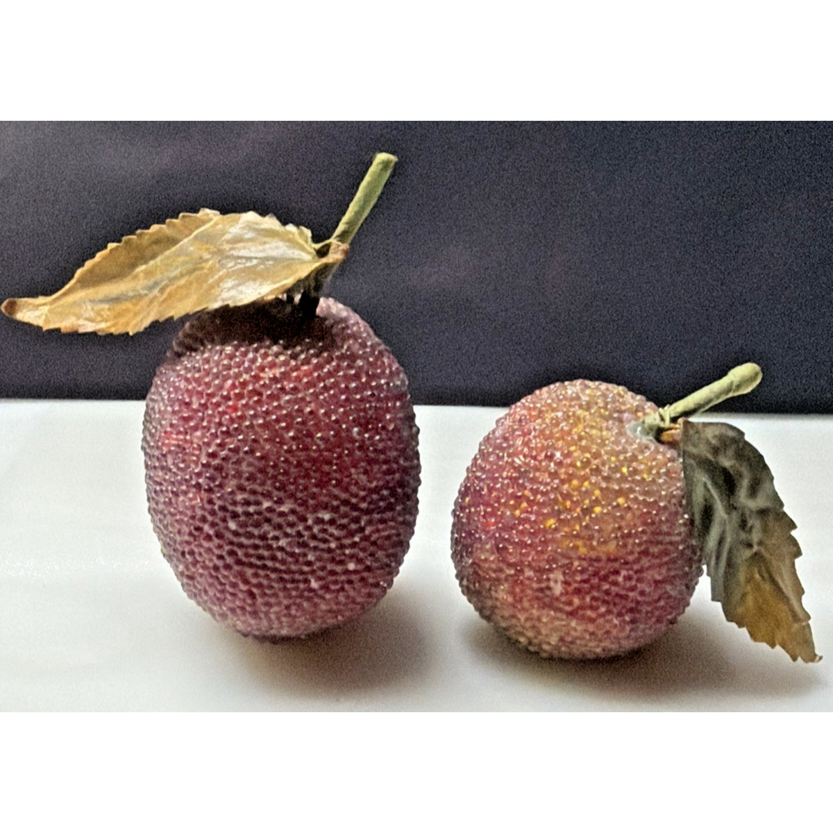 Vintage Lot of 6 Glass Beaded Fruit Apple Pear Pomegranate As Is