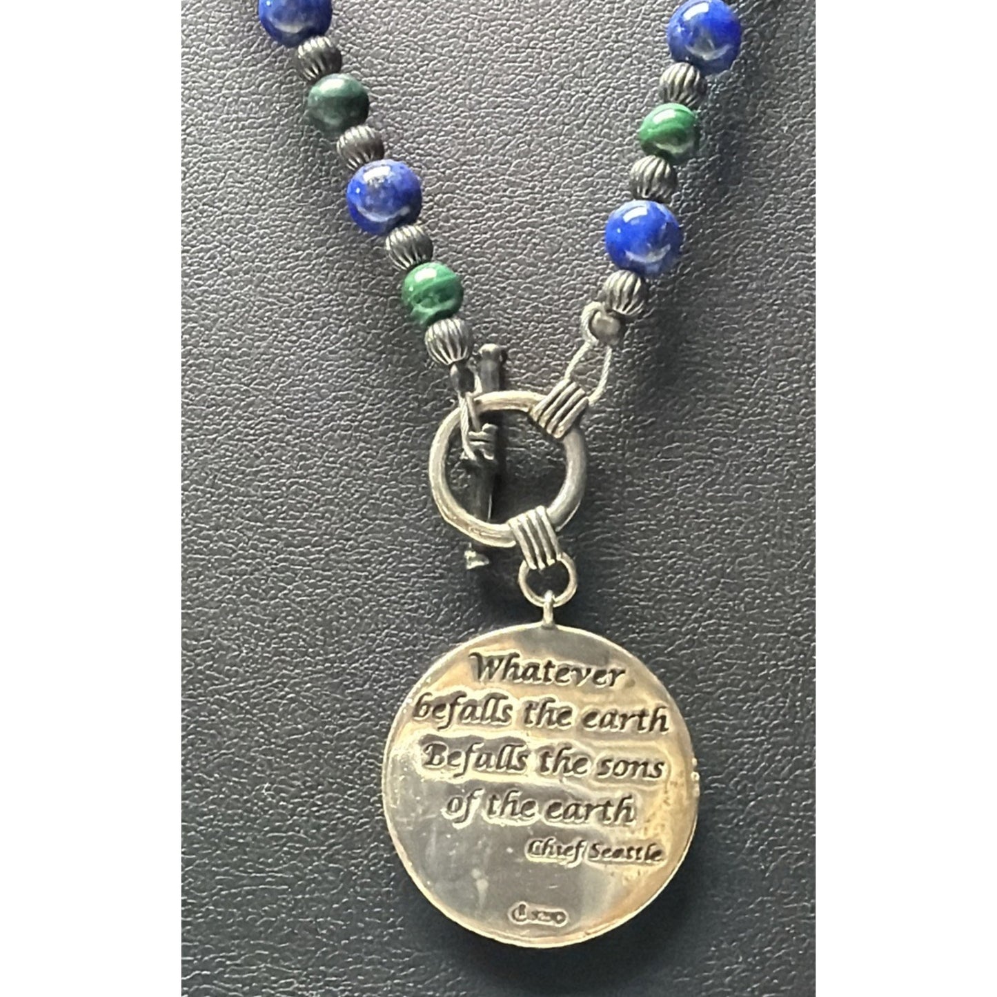 Carolyn Pollack Sterling Cross Pendant Inspirational Toggle Necklace Beaded