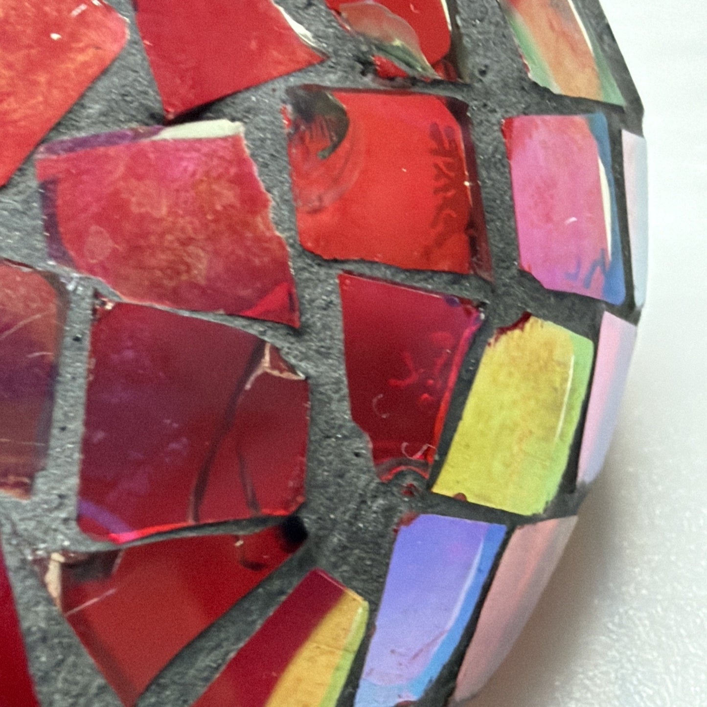 Vintage Mosaic Stained Glass Artisanal Heart Tile Paperweight Clear Bottom