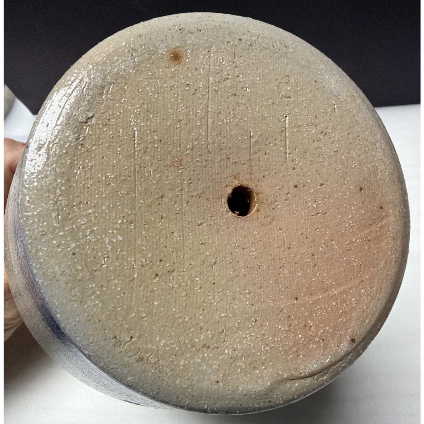 Vtg Rowe Pottery Works Salt Glazed Stoneware Jug Birdhouse Handles Bird House
