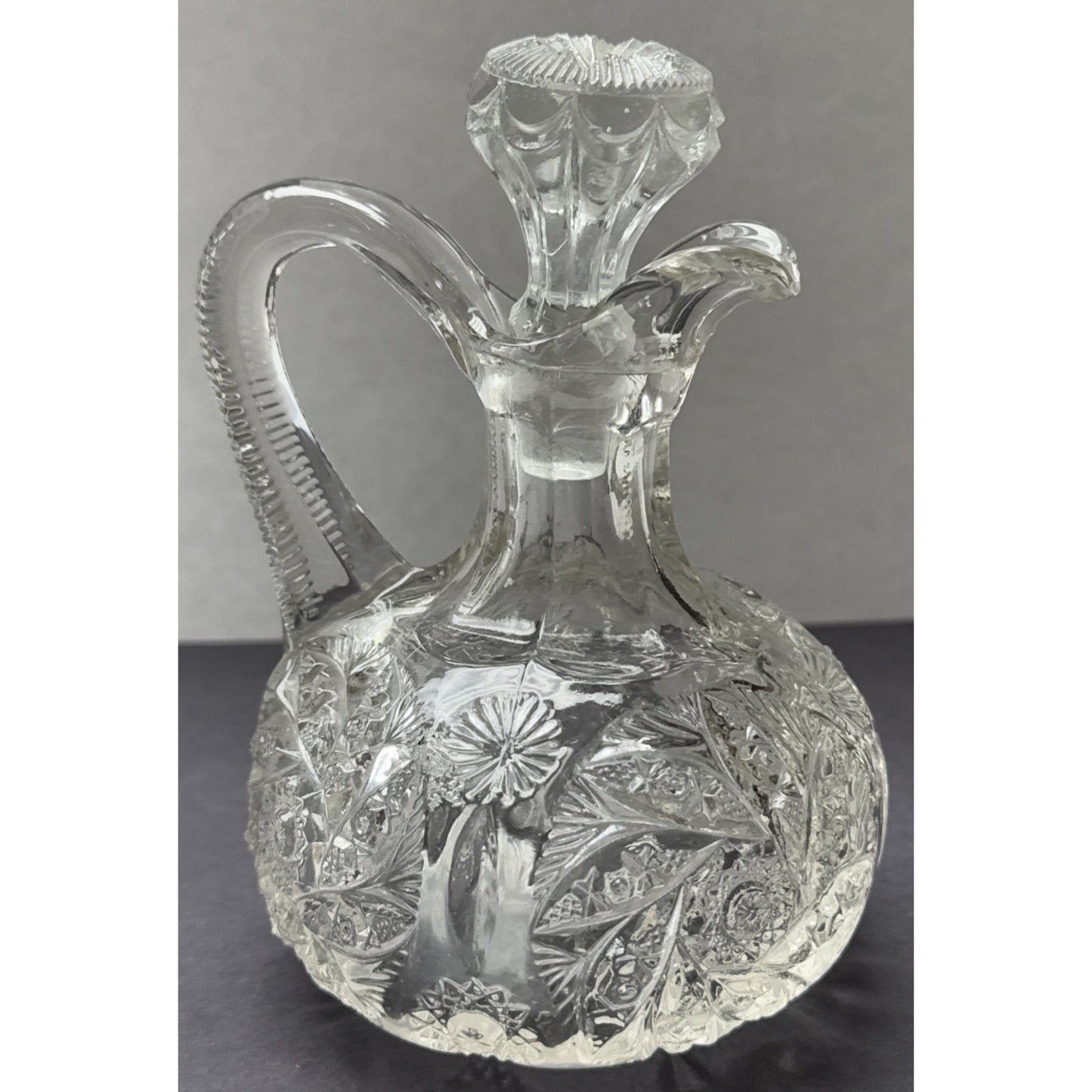 EAPG McKee Glass Daisy Aztec Spinner Cruet Stopper As Is