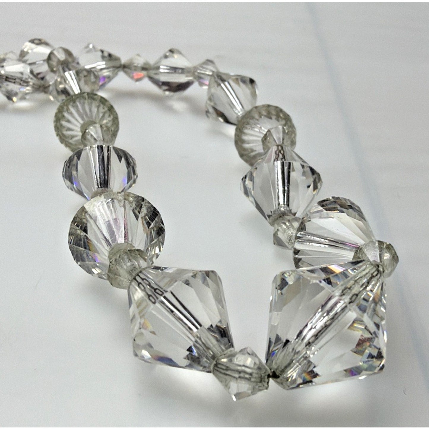 Art Deco La Tausca Jewelry Box Rock Crystal Faceted Necklace As Is Read Descript