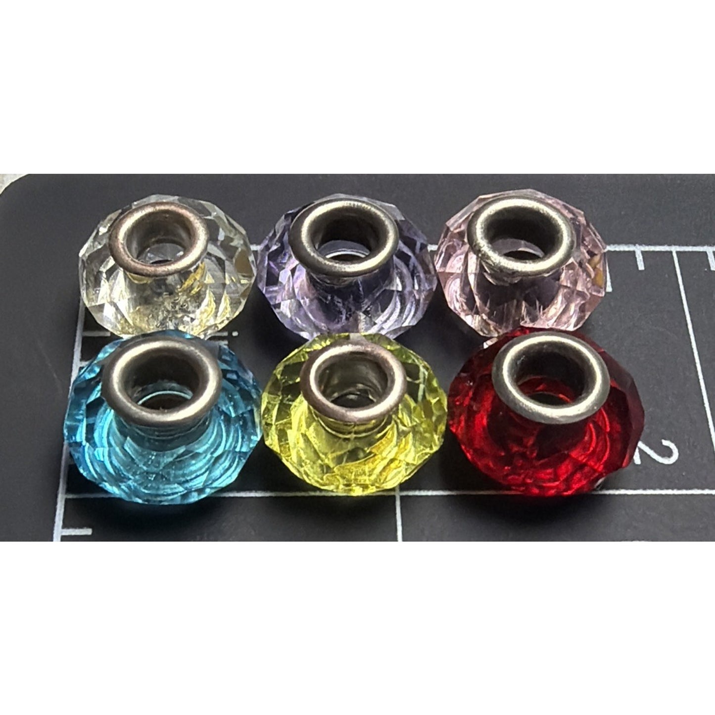 Lot of 6 Birthstone Faceted Bead Charms Spacers As Is