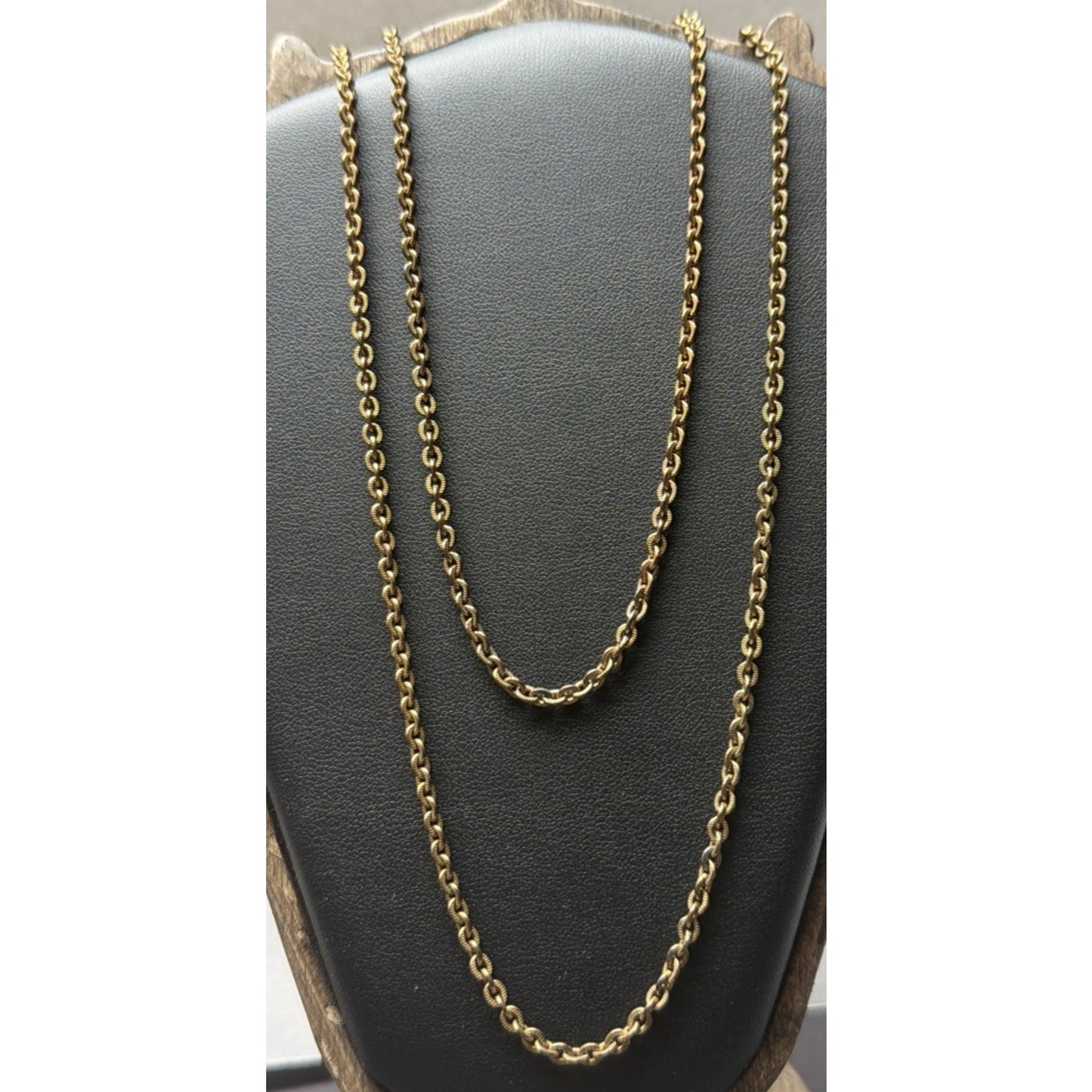 Victorian Edwardian Textured Links GF Chain Necklace As Is