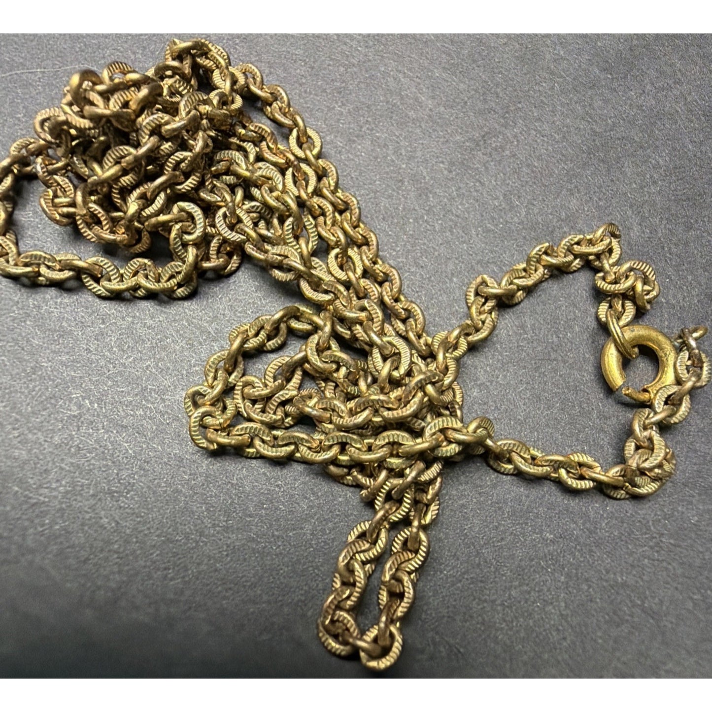 Victorian Edwardian Textured Links GF Chain Necklace As Is