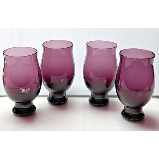MCM Lot of 4 Eva Zeisel Bryce Bros Silhouette Purple Amethyst Footed Tumblers