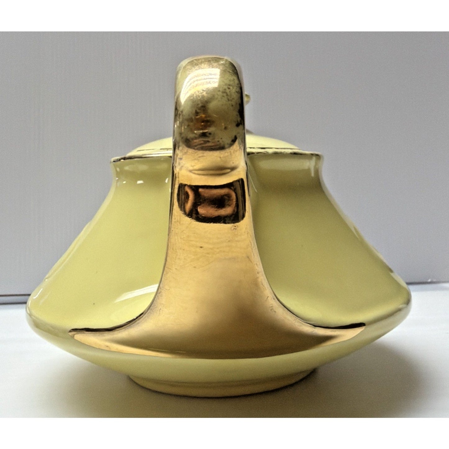 Vintage Homer Laughlin Teapot 22kt Gold Yellow Alladin Genie Ceramic Pearl China
