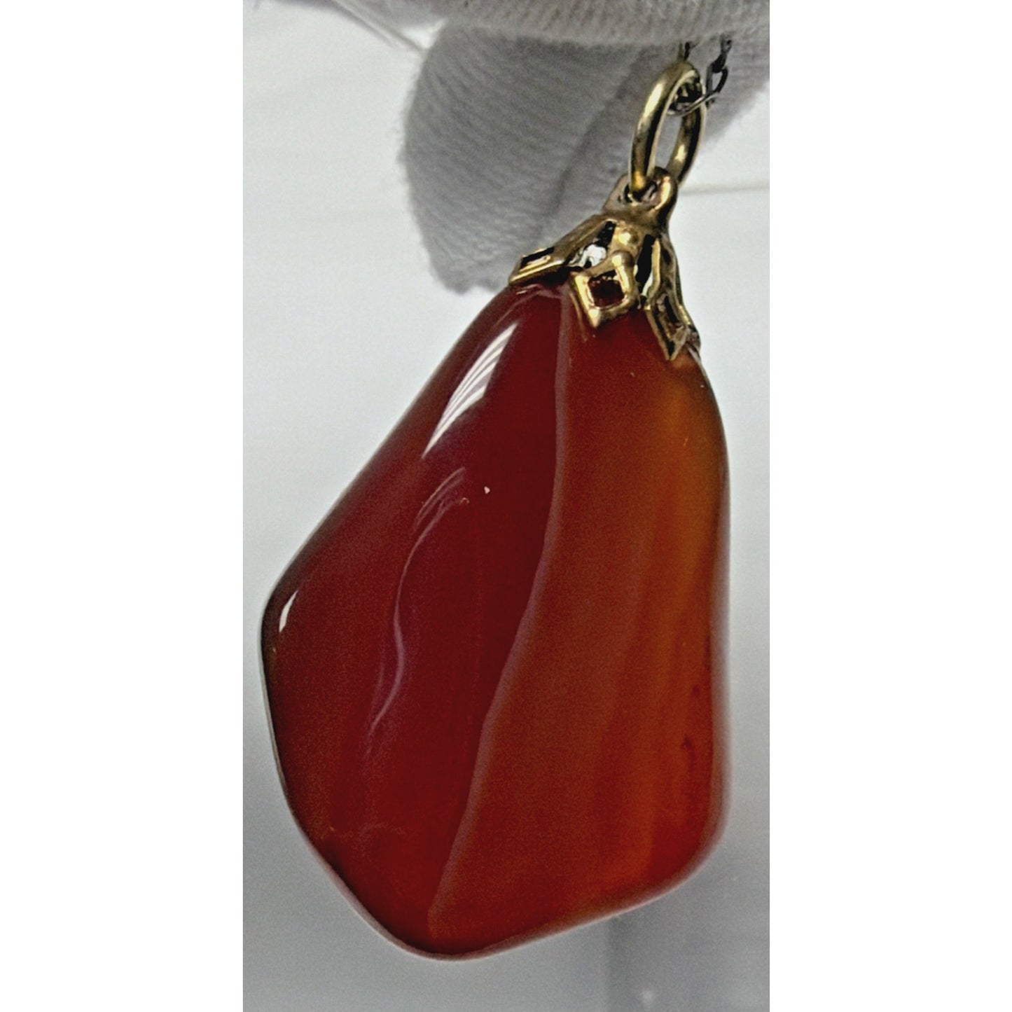 Vintage Carnelian Agate Banded Stone Pendant Charm Polished