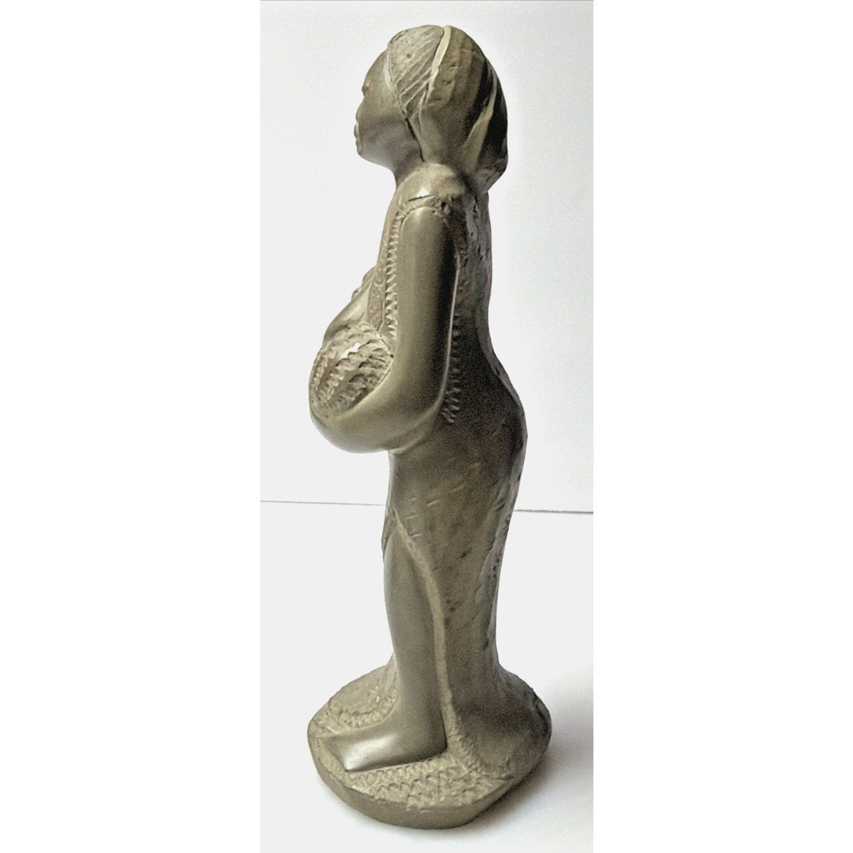 Vintage Haitian African Carved Soapstone Sculpture Mother Child Detailed Faces