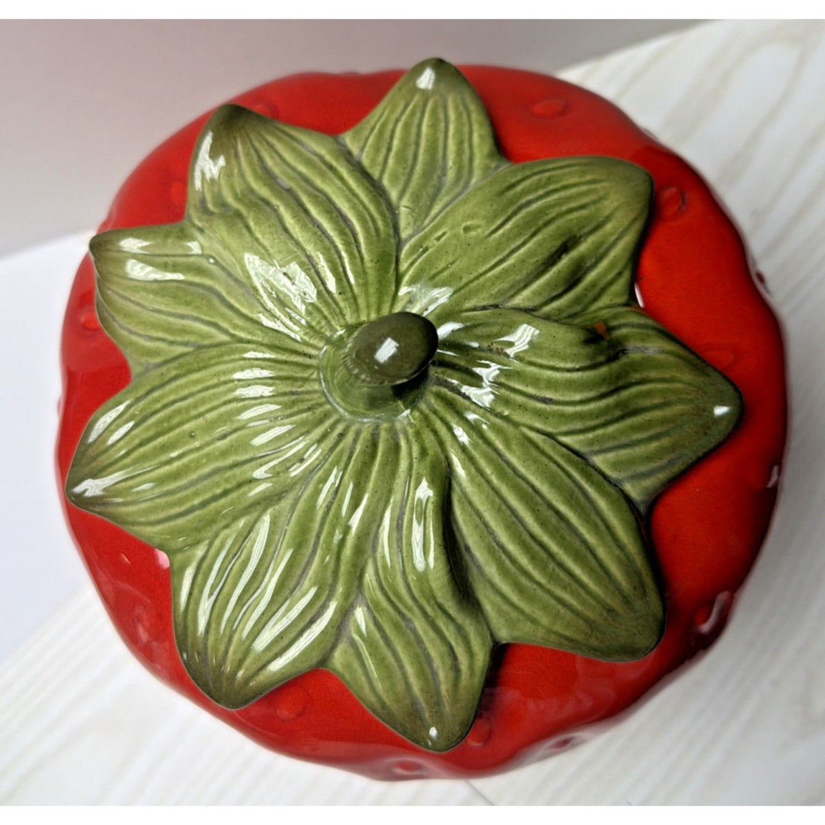 Vintage Metlox Pottery Poppy Trail Strawberry Cookie Jar Ceramic Canister 9"