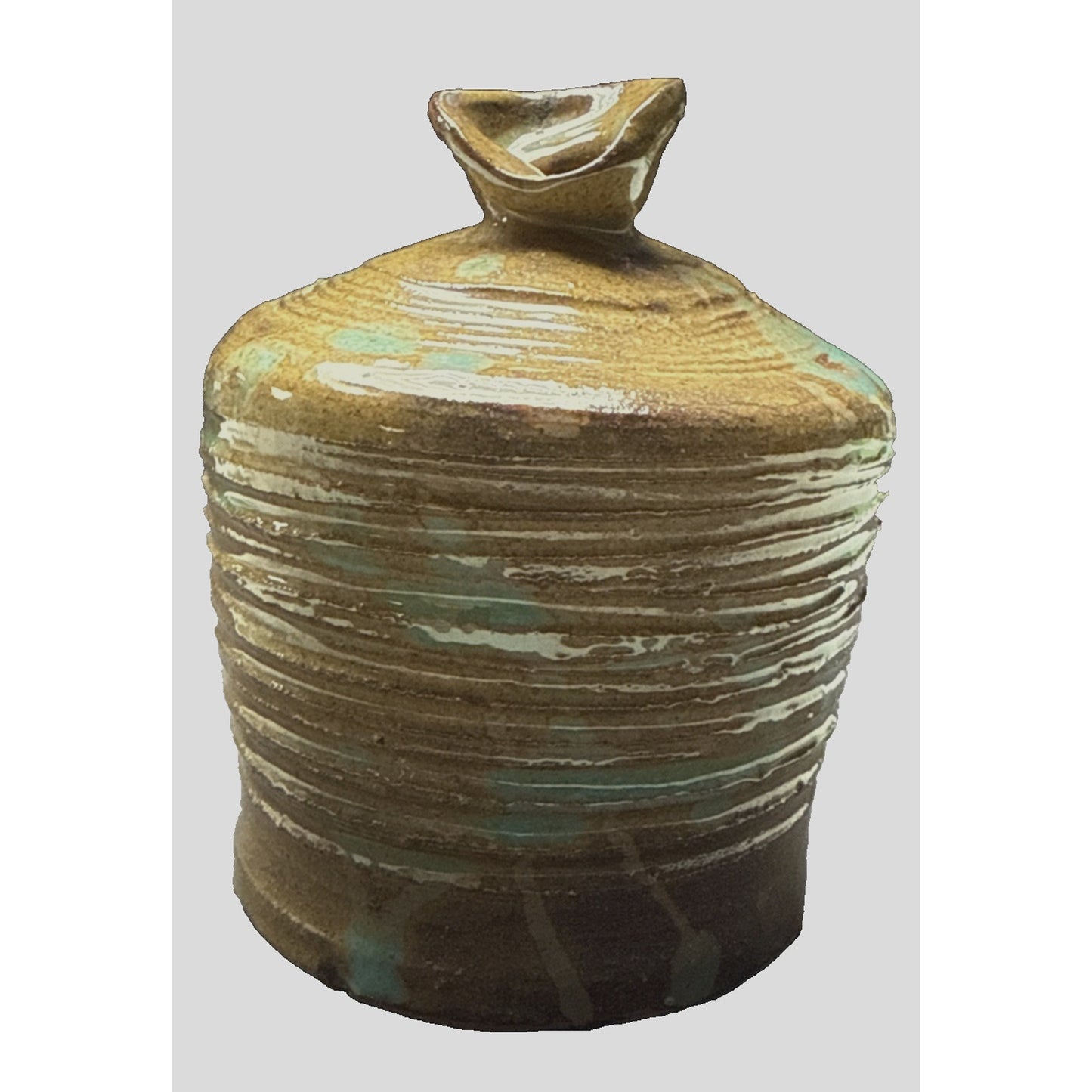 MCM Bailey Studio Art Pottery Glazed Vase Weed Pot Brown Green As Is