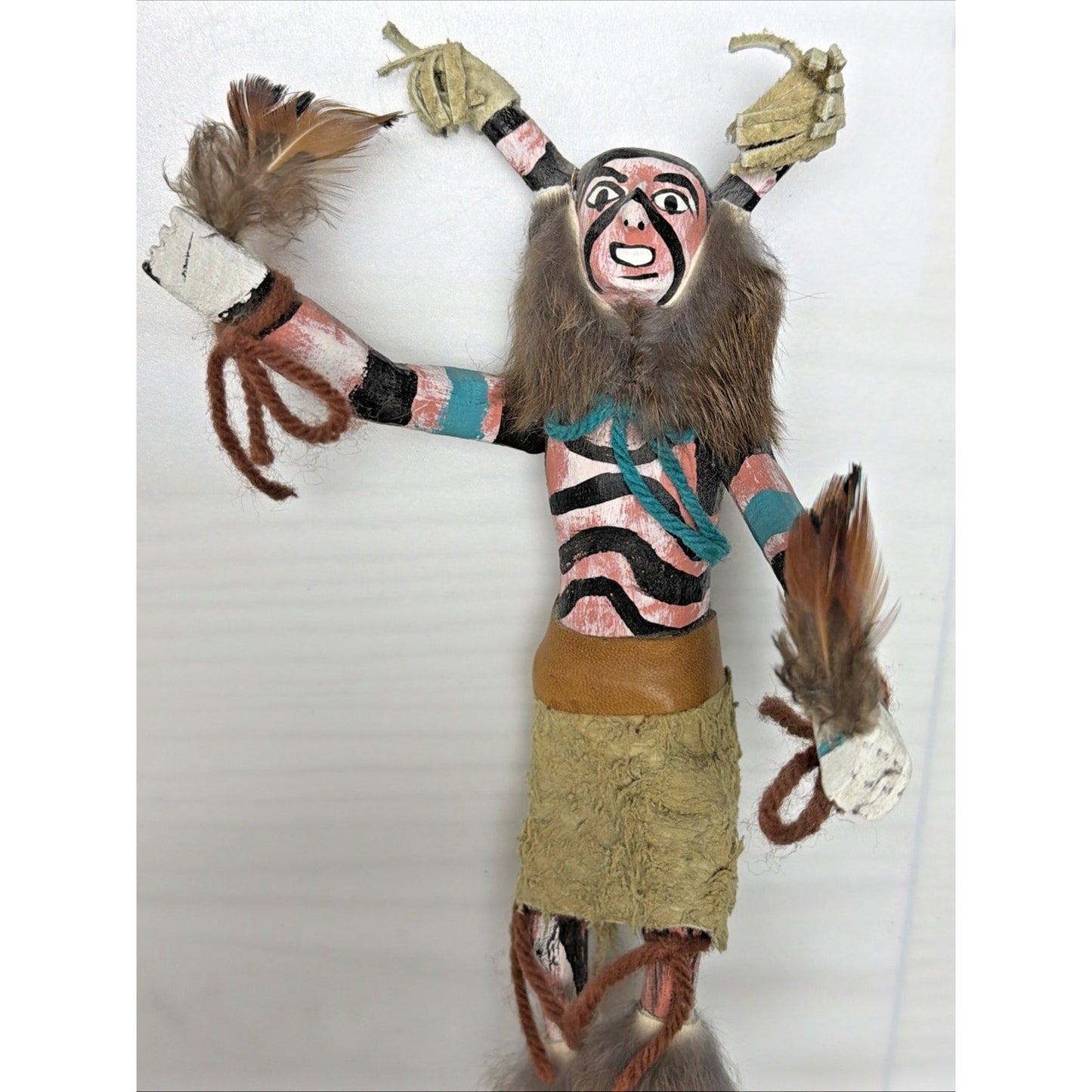 Vintage Kachina Doll Clown Dancer Signed Smith Native American Navajo As Is