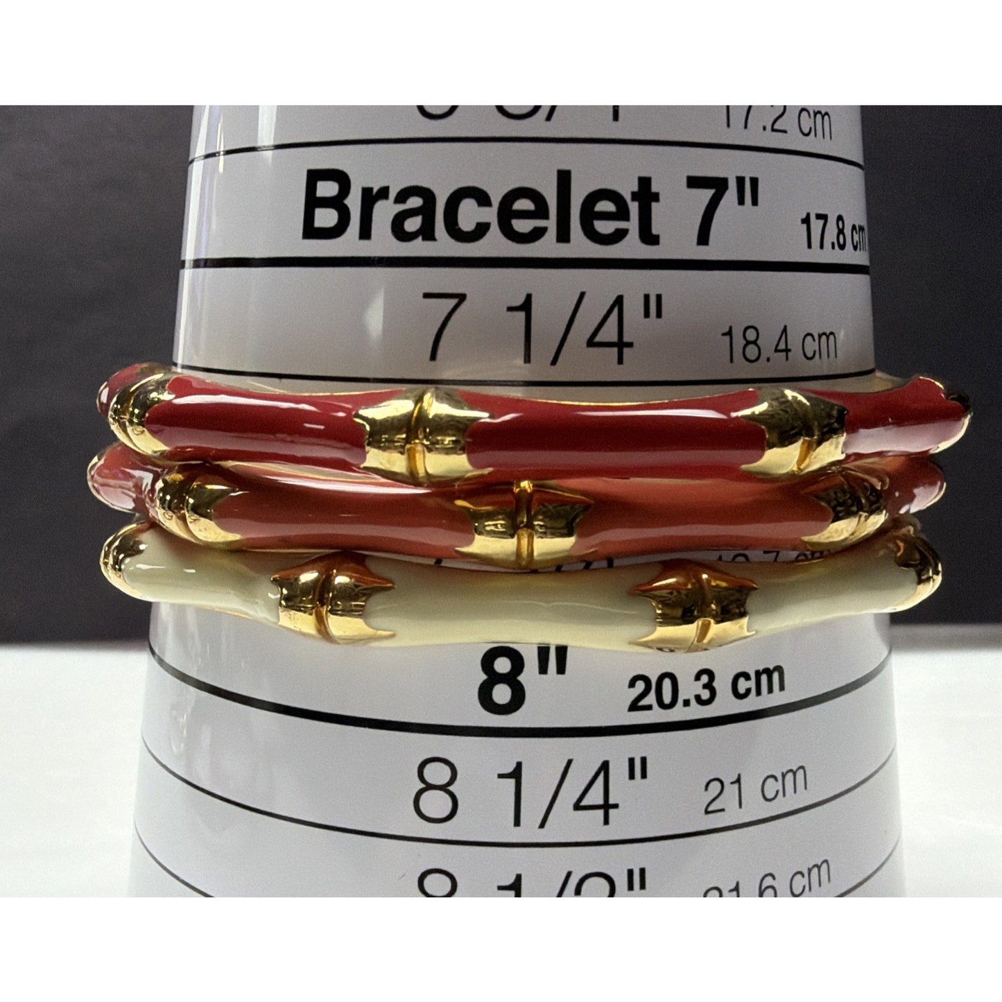 Vintage Lot of 5 Gold Metal Brass Enamel Bamboo Bracelets As Is