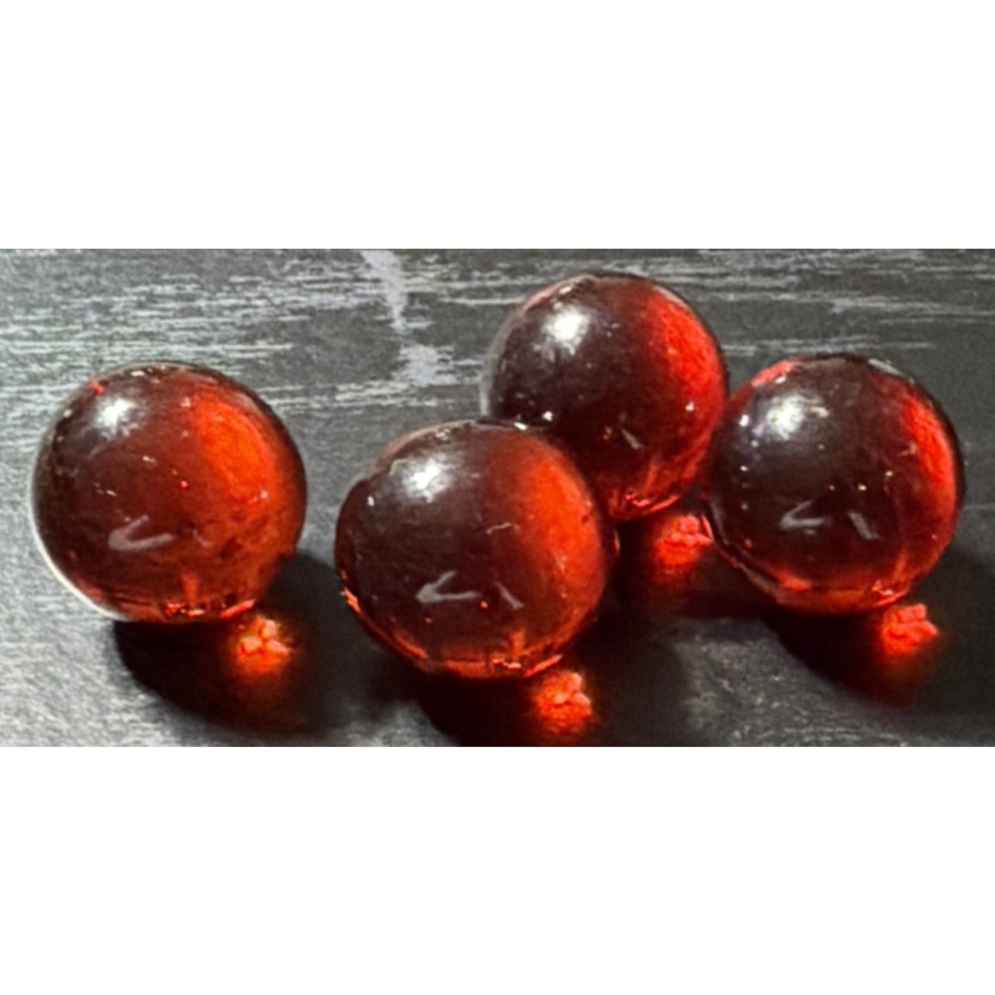 Vintage Lot of 4 Clear Ruby Red Cadmium Slag Glass Marbles UV Reactive As Is